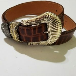 Zele | Leather belt silver buckle LG 32